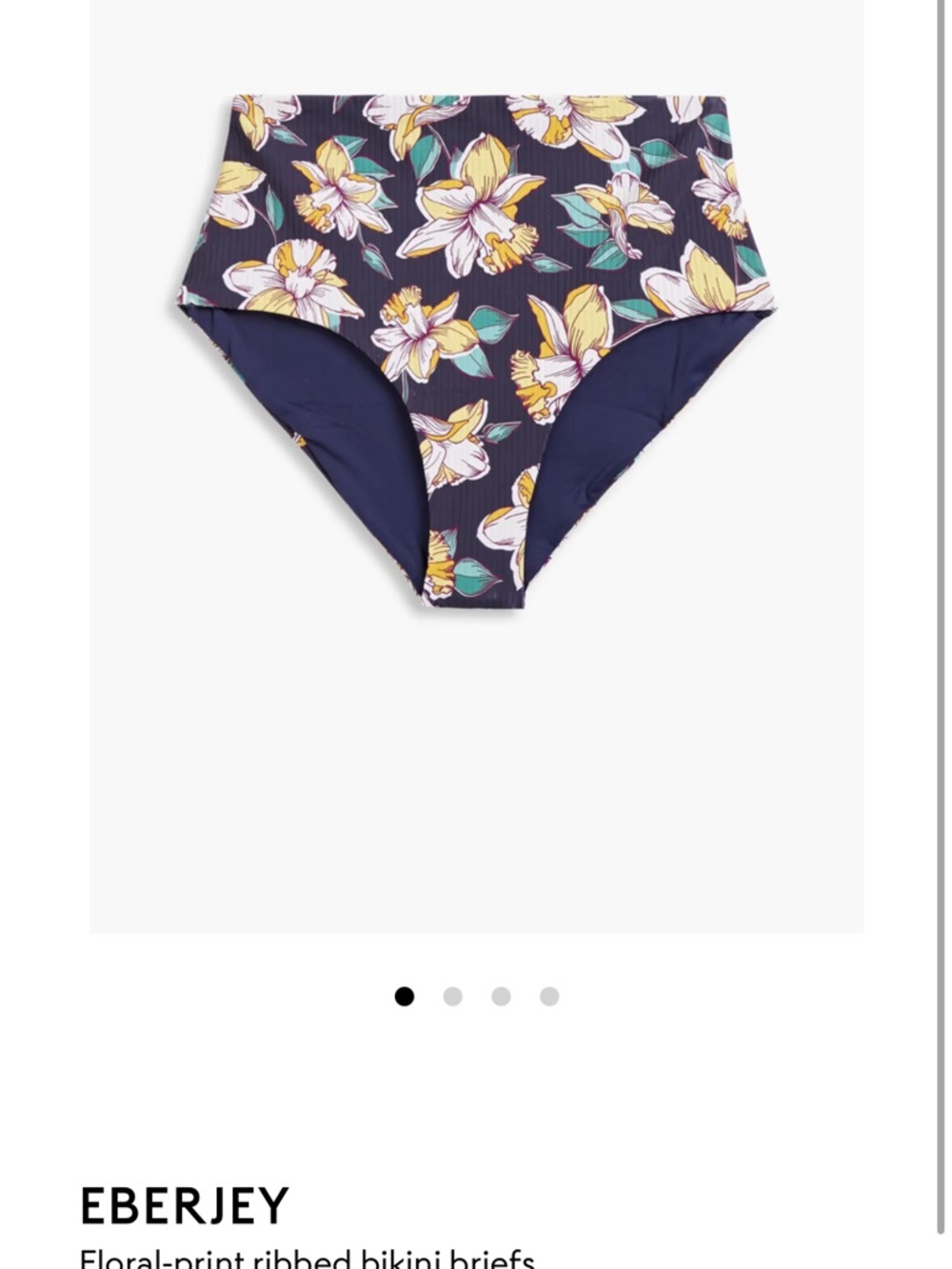 Eberjey Floral-Print Ribbed High-Waist Bikini Briefs - Navy & Yellow